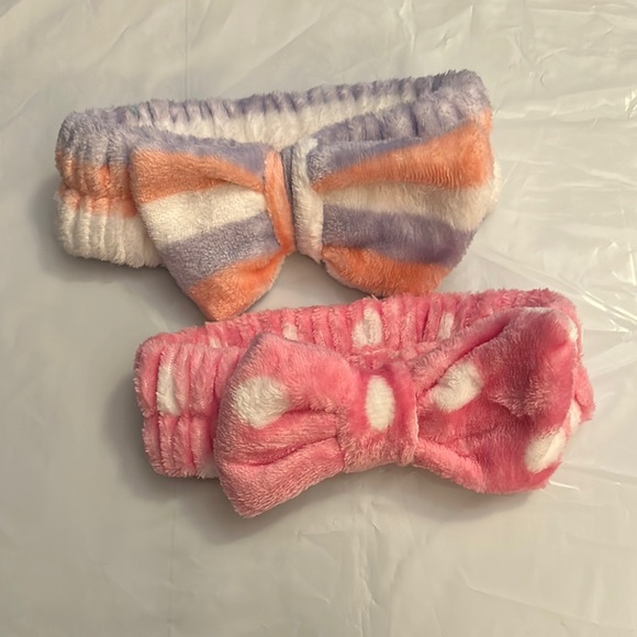 Plush spa headbands 2 w/bows-vibrant colors. Brand new w/free gift. - Picture 1 of 4